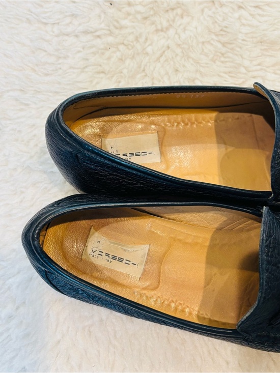 Vintage Genuine Cowhide Leather Italian  Black Tassel Leather Loafers size 9.5 main image 4